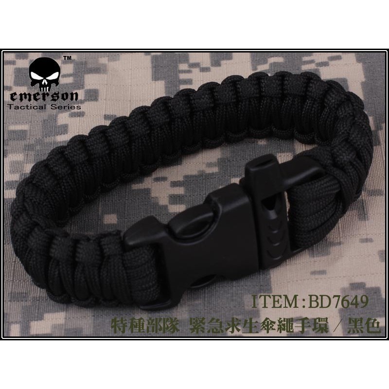 PARACORD BRACELET Con silbato (Negro)