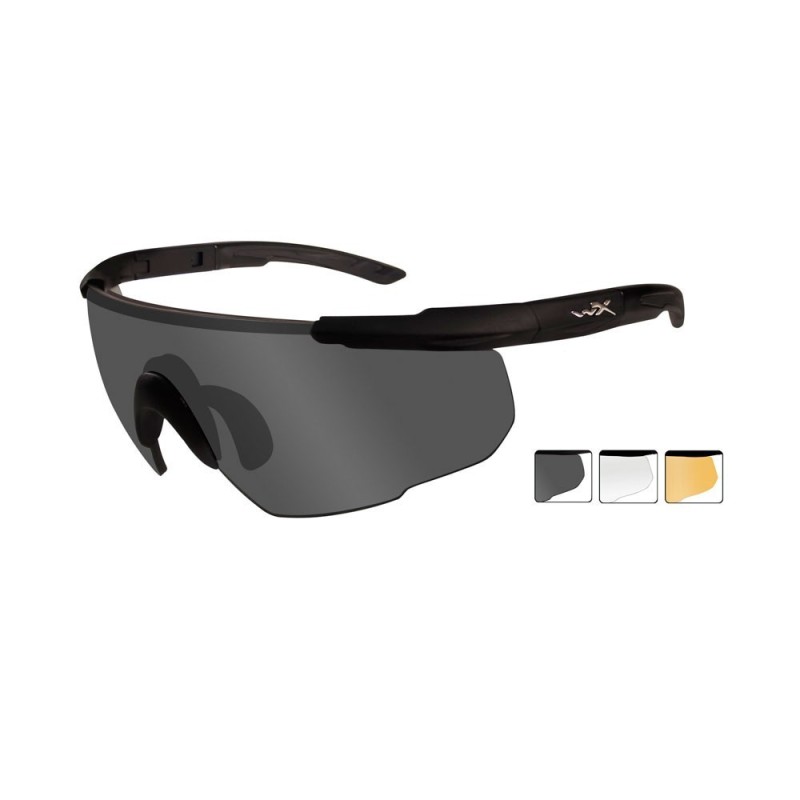 WILEY X SABER ADVANCED SMOKE GREY/CLEAR/LIGHT RUSH MATTE BLACK FRAME