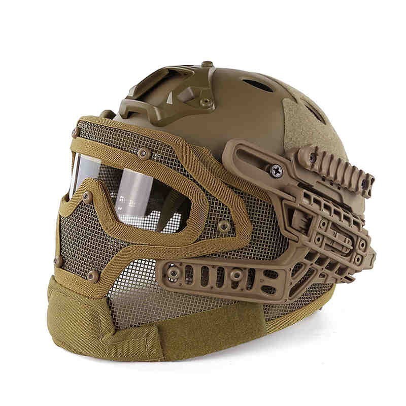 Casco PJ con mascara malla tan